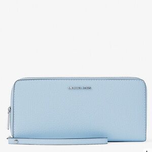 MICHAEL KORS Lg Pebbled Leather Continental Wallet Wristlet 
Pale Ocean 
NWT